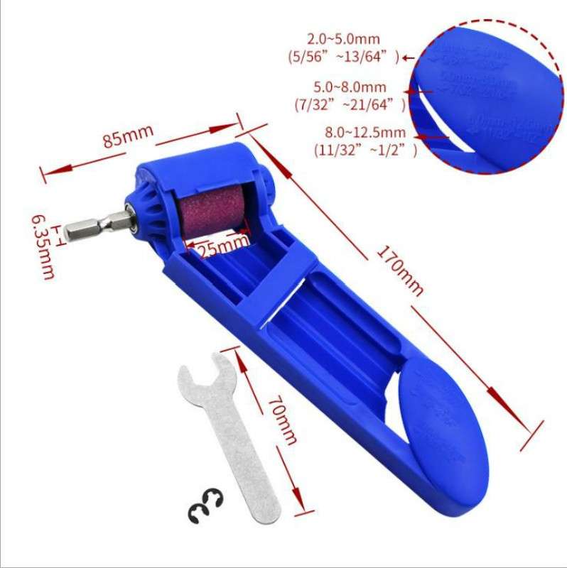 Portable Iron Straight Shank Twist Drill Bit Grinder(No Buckle Blue)