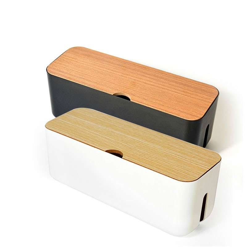 Power Cable Storage Box Case Anti-dust Charger Socket Organizer Desktop Network Line Storage Bin(Bla