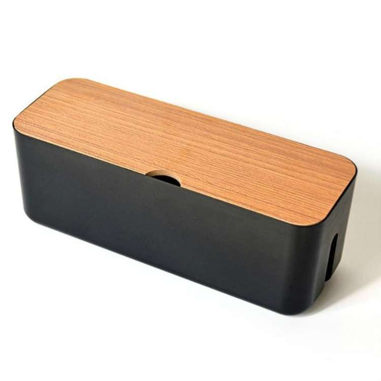 Power Cable Storage Box Case Anti-dust Charger Socket Organizer Desktop Network Line Storage Bin(Bla