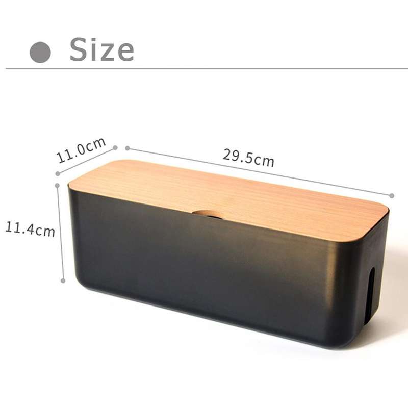Power Cable Storage Box Case Anti-dust Charger Socket Organizer Desktop Network Line Storage Bin(Bla