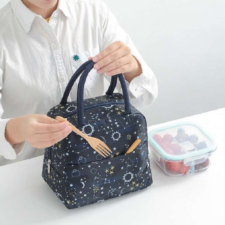 Portable Waterproof Padded Cold Insulation Lunch Box Bag(Geometry Grey)