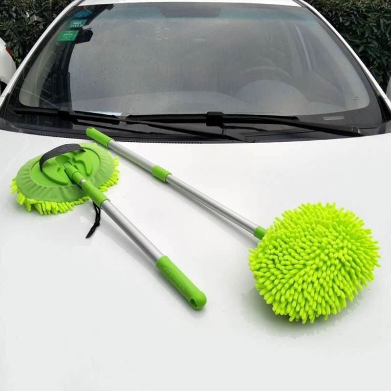 2 PCS Aluminum Alloy Three-section Telescopic Rod Car Wash Cleaning Brush Dusting Tool Dust Mop
