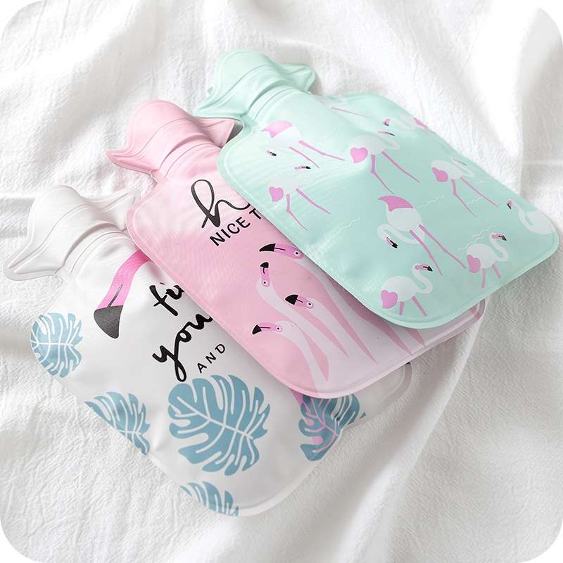 Cartoon Mini Water Injection Hot Water Bag Portable Hand Warmer, Color:Light Pink Flamingo