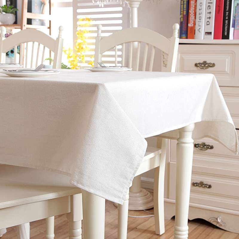 Linen Cotton Thicken Tablecloth Hem Splice Washable Coffee Dinner Table Cloth for Wedding Banquet, S