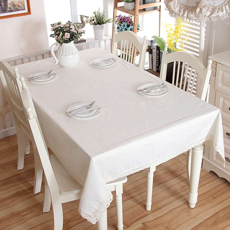 Linen Cotton Thicken Tablecloth Hem Splice Washable Coffee Dinner Table Cloth for Wedding Banquet, S