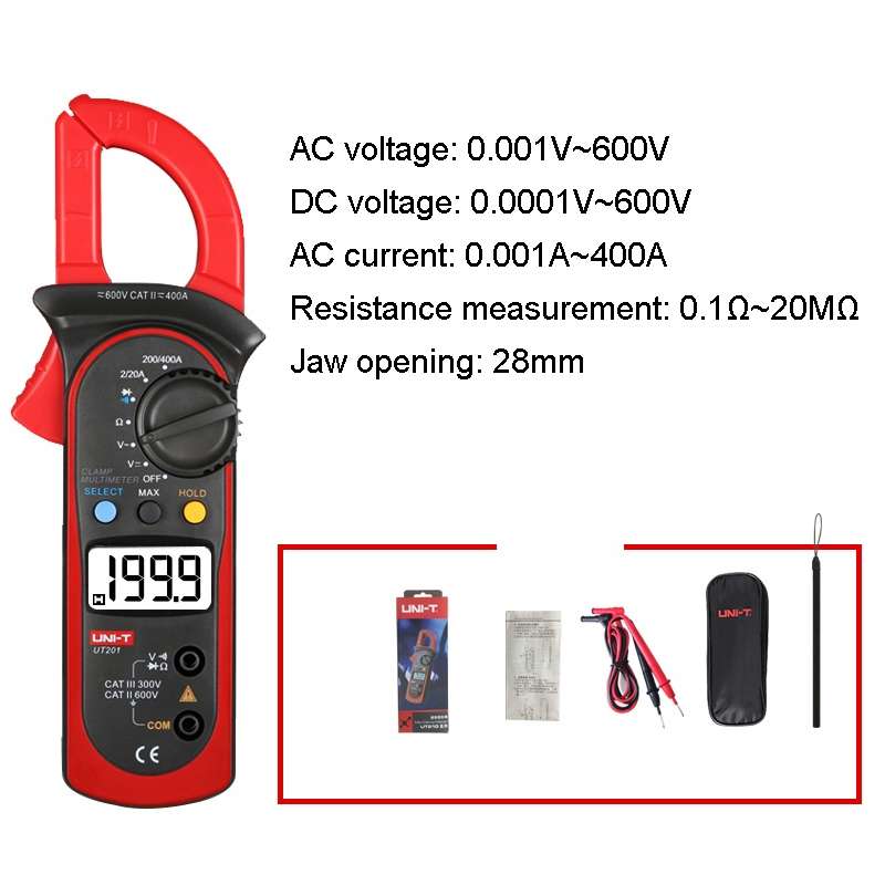 UNI-T UT201 400A Digital Clamp Multimeter AC/DC Voltage Detector