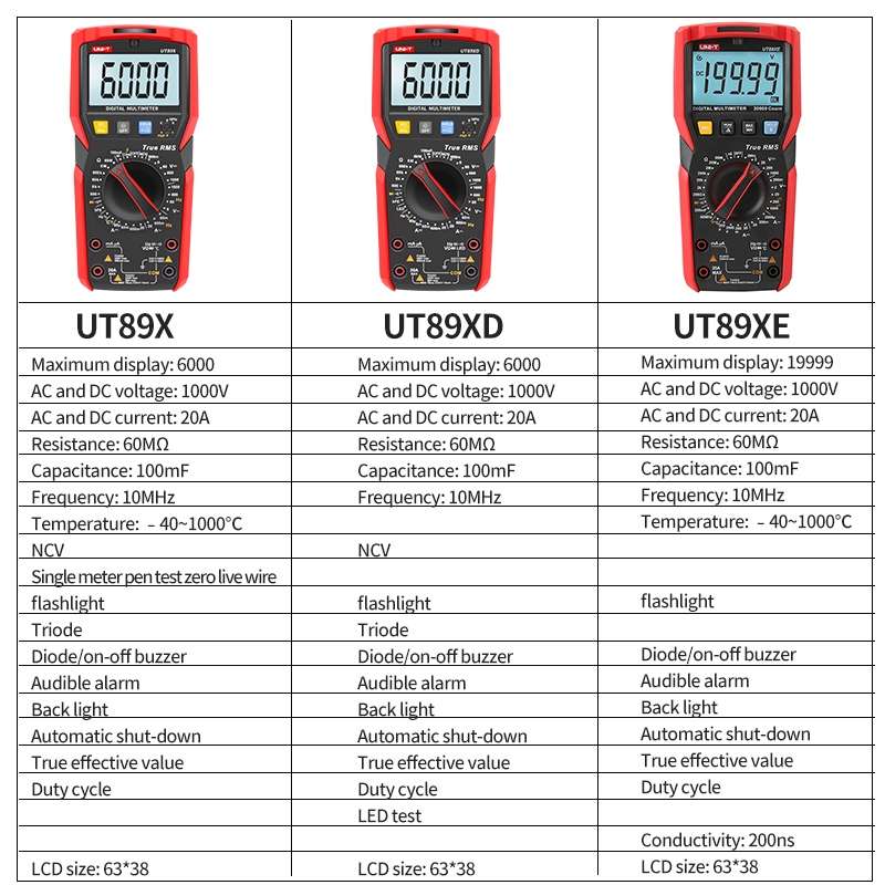 UNI-T UT89XE Digital High-Precision Multimeter Digital Display Multi-Meter