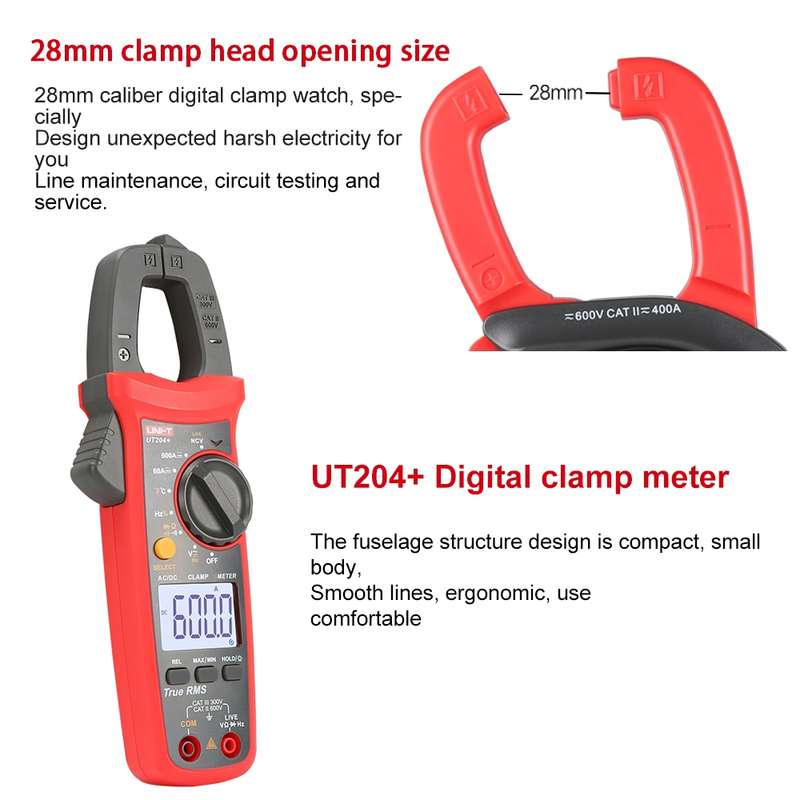 UNI-T UT204+ 600A Digital Clamp Meter AC DC Voltage Detector