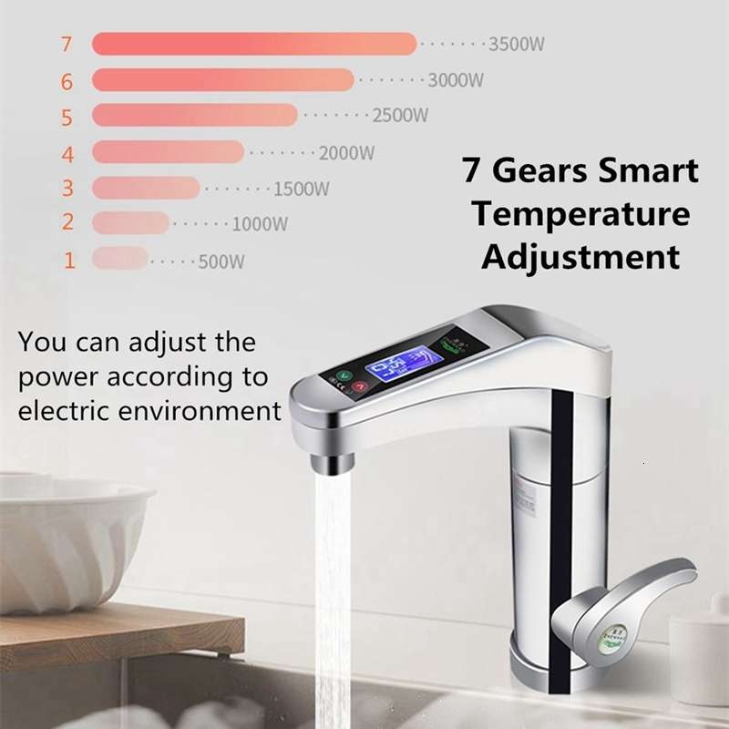 Intelligent Instant Digital Hot Water Faucet Hot and Cold Water Heater, EU Plug(Silver Grey)