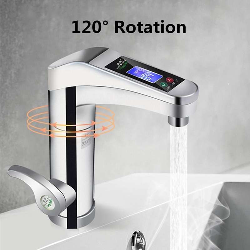 Intelligent Instant Digital Hot Water Faucet Hot and Cold Water Heater, EU Plug(Silver Grey)