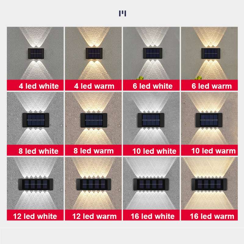 6LED NiMH Solar Wall Lamp Outdoor Waterproof Up And Down Double-headed Spotlights(Warm Light)