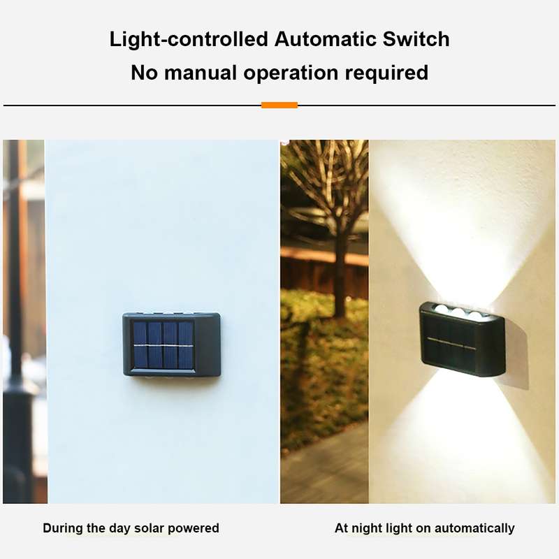 6LED NiMH Solar Wall Lamp Outdoor Waterproof Up And Down Double-headed Spotlights(Warm Light)