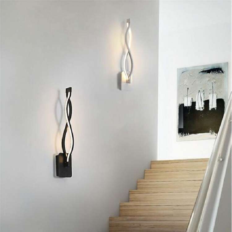 Black Simple Led Aisle Bedroom Bedside Wall Lamp(Warm Light)