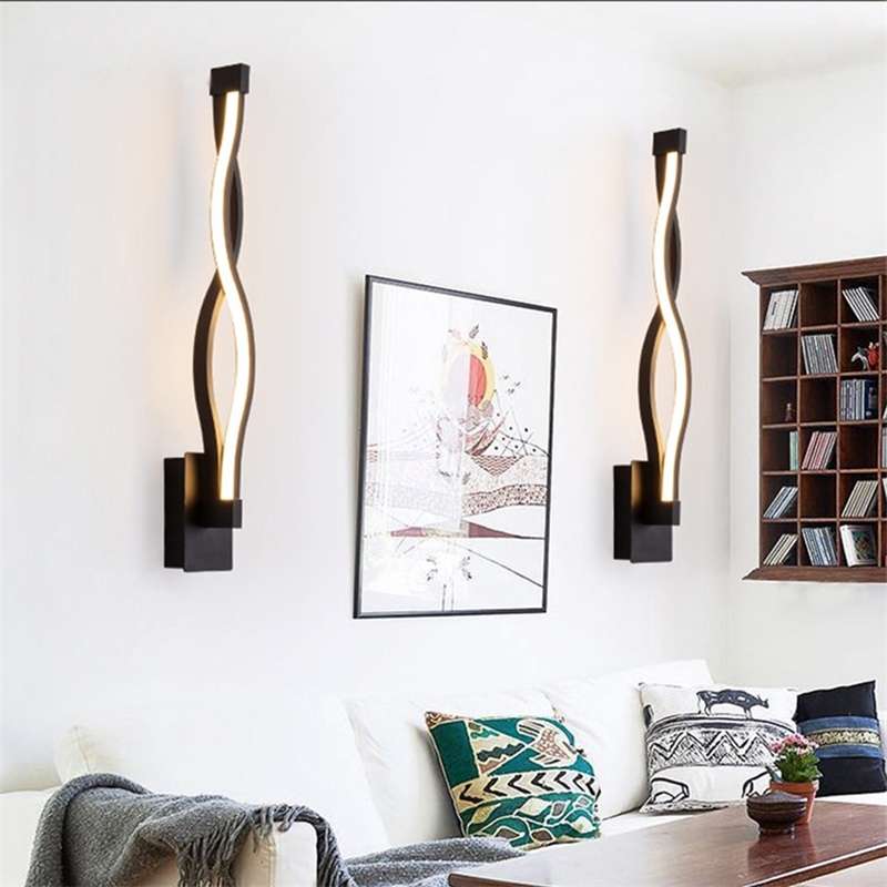 Black Simple Led Aisle Bedroom Bedside Wall Lamp(Warm Light)