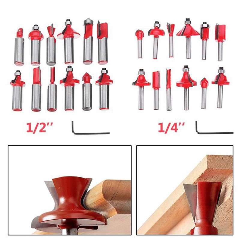 Woodworking Milling Cutter Set Trimming Machine Head Electric Wood Milling Engraving Machine Cutter,