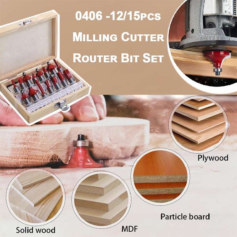 Woodworking Milling Cutter Set Trimming Machine Head Electric Wood Milling Engraving Machine Cutter,