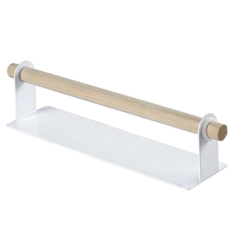 Non-perforated Kitchen Paper Holder Rag Roll Paper Storage Rack Toilet Bathroom Towel Rack(Black)