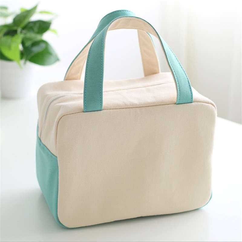 Portable Aluminum Foil Lunch Box Bag Cartoon Thick Insulation Bag Canvas Lunch Bag(Pink)