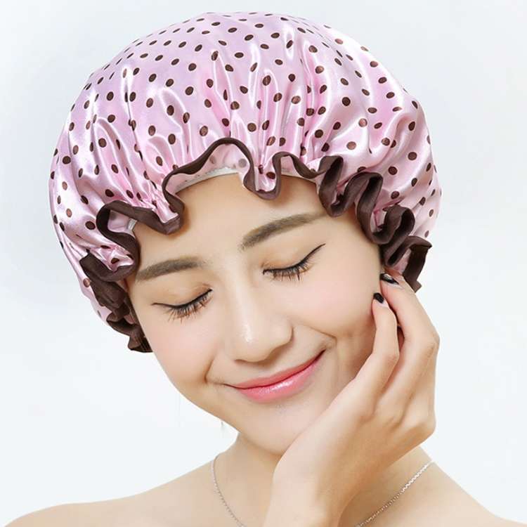 Thick Waterproof Bath Hat Double Layer Shower Hair Cover Women Supplies Shower Caps, Size:28cm(Pink