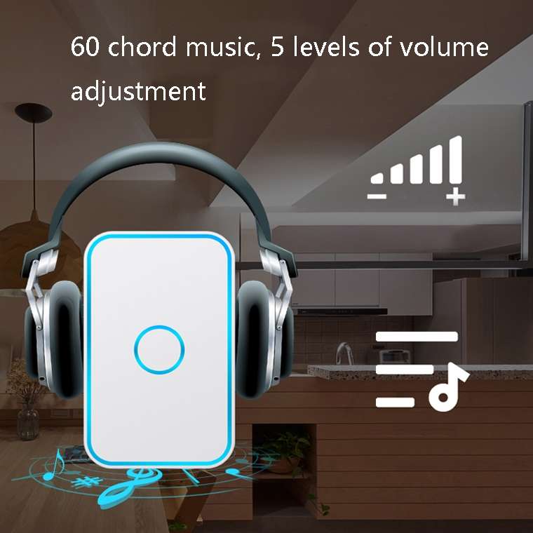 CACAZI A78 Long-Distance Wireless Doorbell Intelligent Remote Control Electronic Doorbell, Style:UK