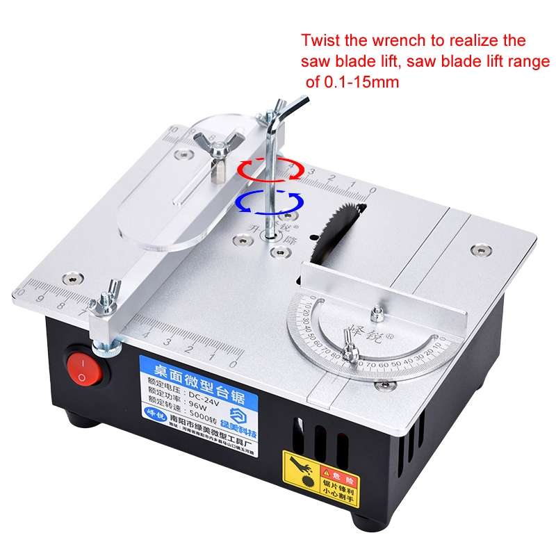 S3 96W Liftable Table Mini Table Saw Aluminum Cutting Machine,Spec: Silver High Match(EU Plug)