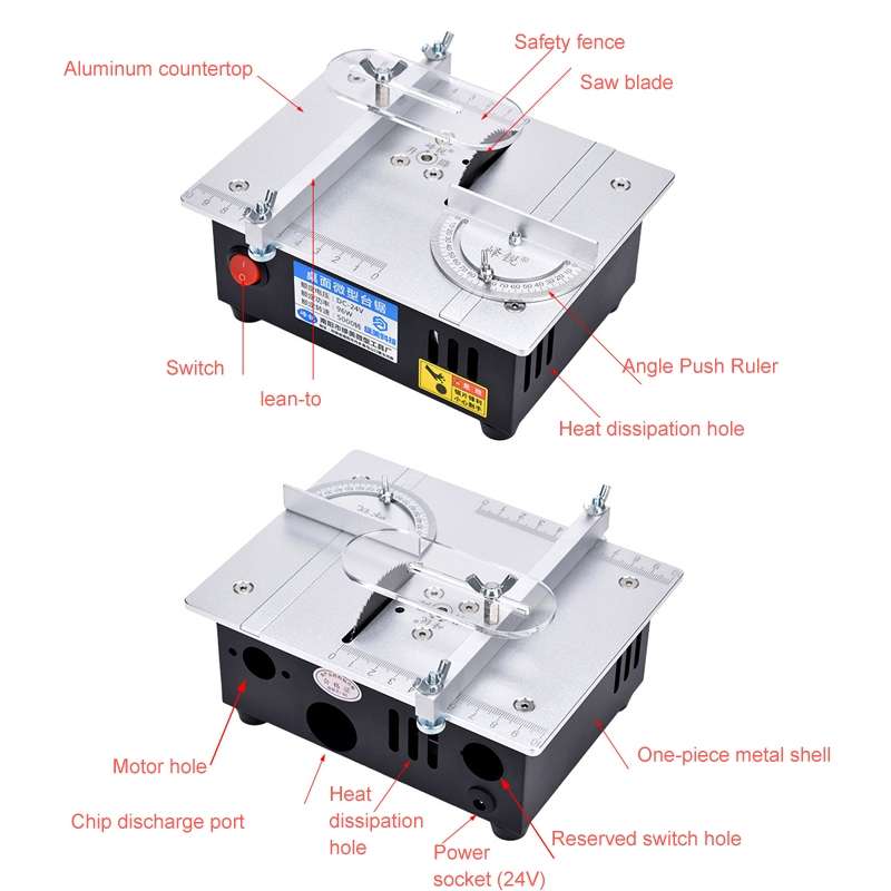 S3 96W Liftable Table Mini Table Saw Aluminum Cutting Machine,Spec: Silver High Match(EU Plug)