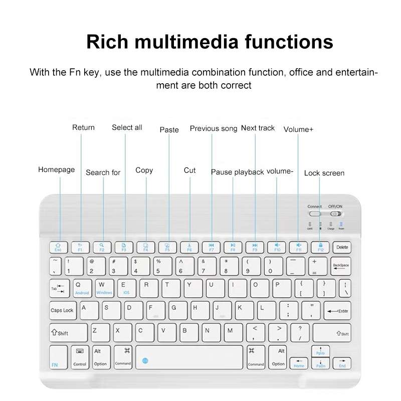 YS-001 9.7-10.1 Inch Tablets Phones Universal Mini Wireless Bluetooth Keyboard, Style:with Bluetooth