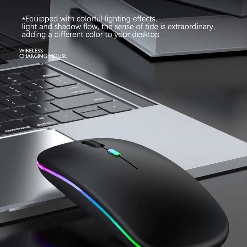 3 Keys RGB Backlit Silent Bluetooth Wireless Dual Mode Mouse (Rose Gold)