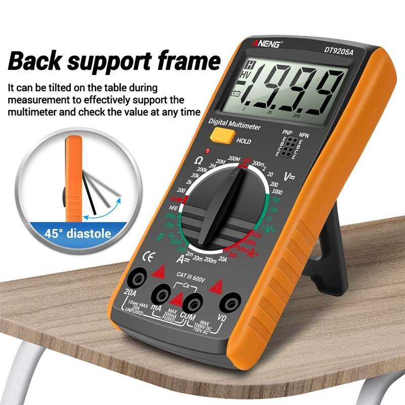 ANENG Automatic High-Precision Intelligent Digital Multimeter, Model:DT9205A HOLD Key(Red)