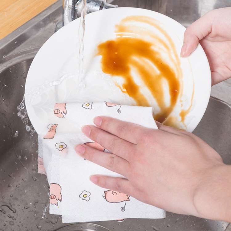 50 Sheets Washable Lazy Rag Kitchen Non-woven Cloth Wet and Dry Dual-use Dish Towel(White)