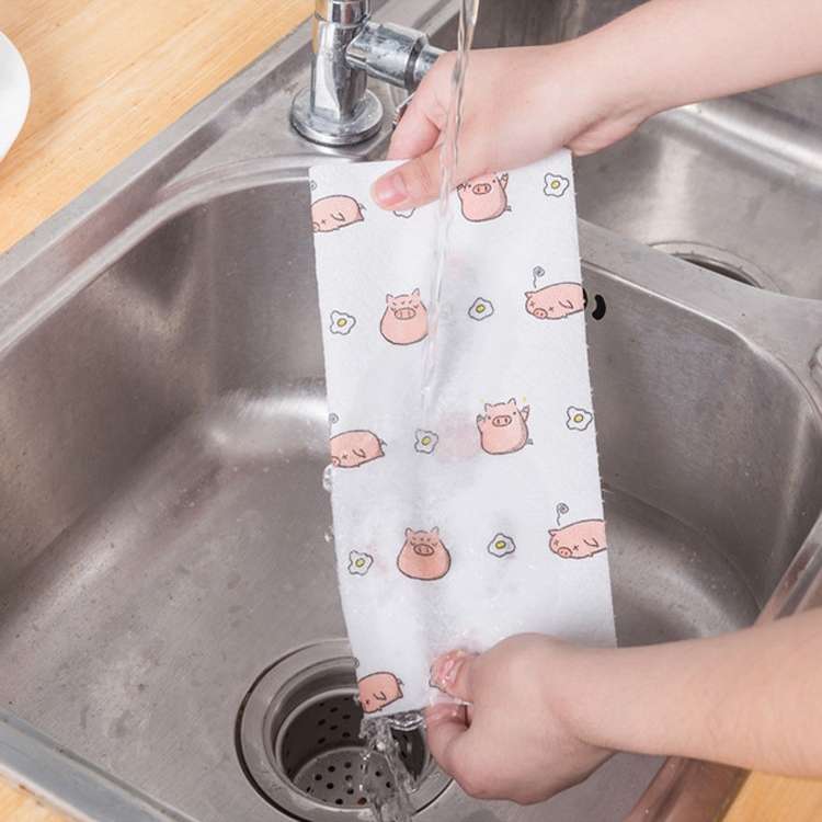 50 Sheets Washable Lazy Rag Kitchen Non-woven Cloth Wet and Dry Dual-use Dish Towel(White)