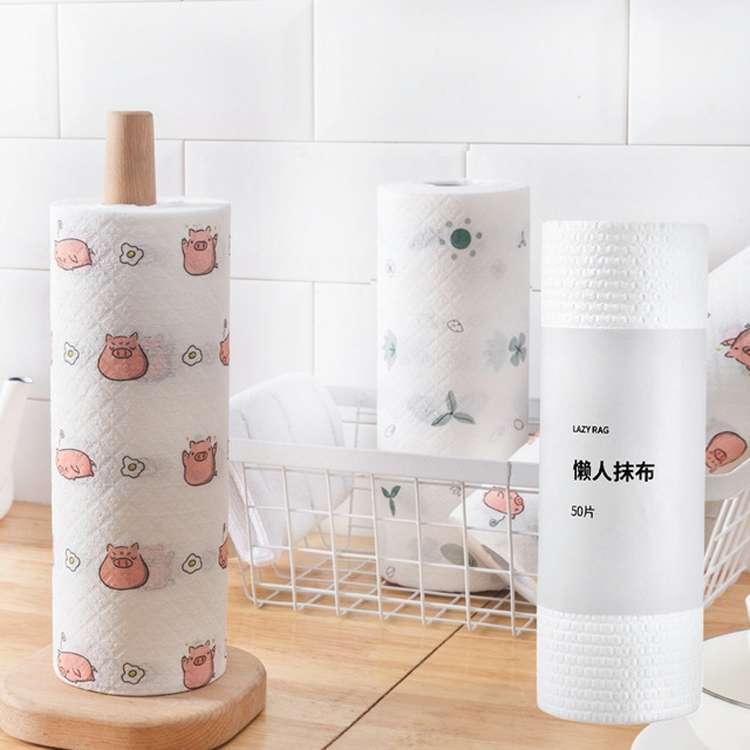 50 Sheets Washable Lazy Rag Kitchen Non-woven Cloth Wet and Dry Dual-use Dish Towel(White)