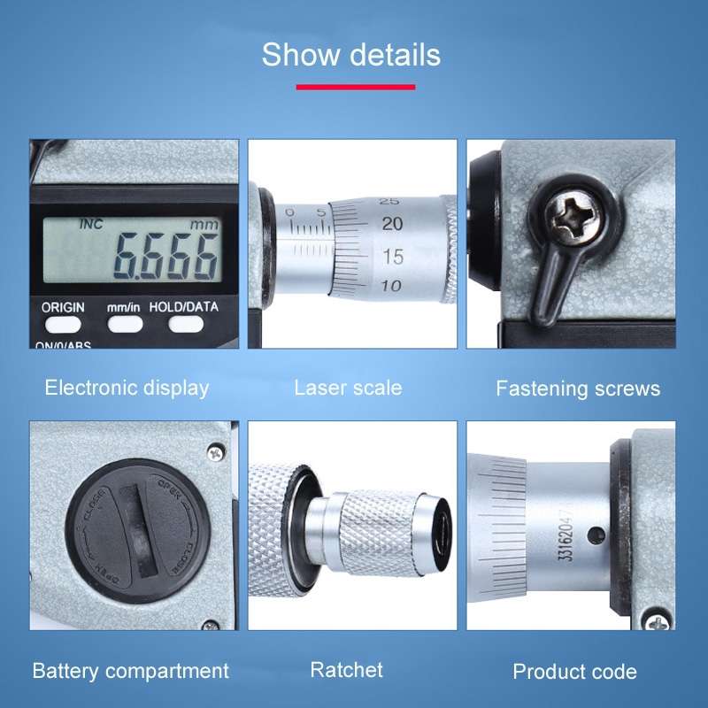 Digital Display Outer Diameter Micrometer 0.001mm High Precision Electronic Spiral Micrometer Thickn