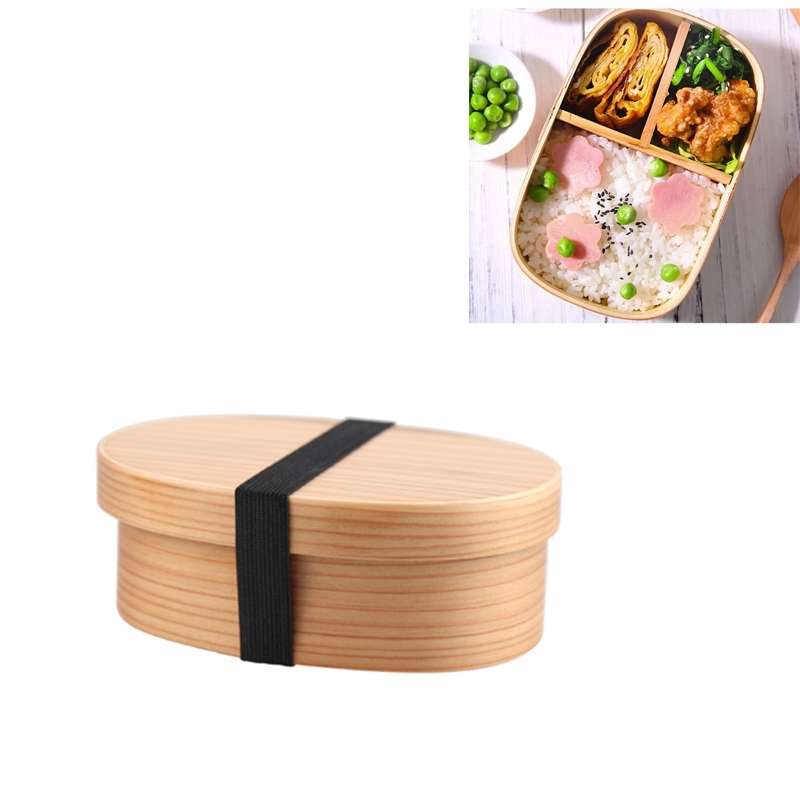 Wood Environmental Protection Tableware Portable Lunch Box Bento Box, Style:Single Layer(Paint Color