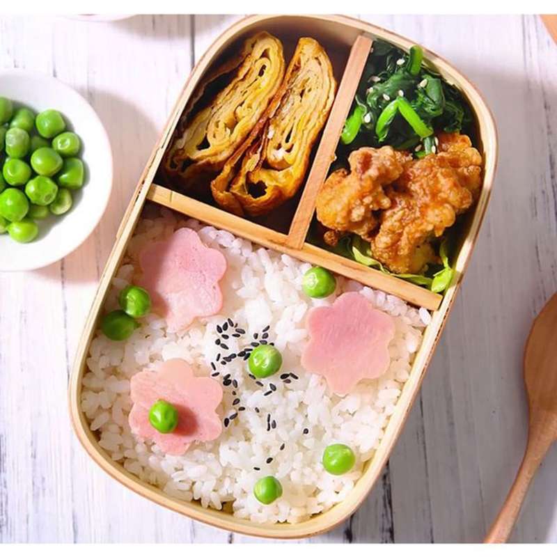 Wood Environmental Protection Tableware Portable Lunch Box Bento Box, Style:Single Layer(Paint Color