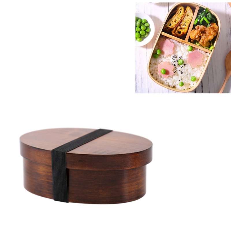 Wood Environmental Protection Tableware Portable Lunch Box Bento Box, Style:Single Layer(Paint Color