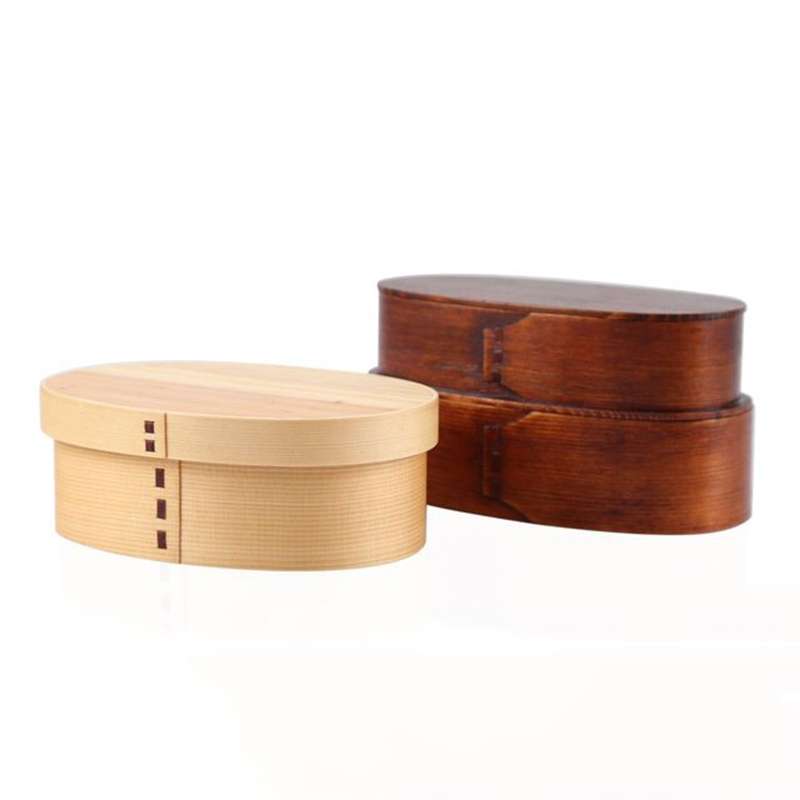 Wood Environmental Protection Tableware Portable Lunch Box Bento Box, Style:Single Layer(Paint Color