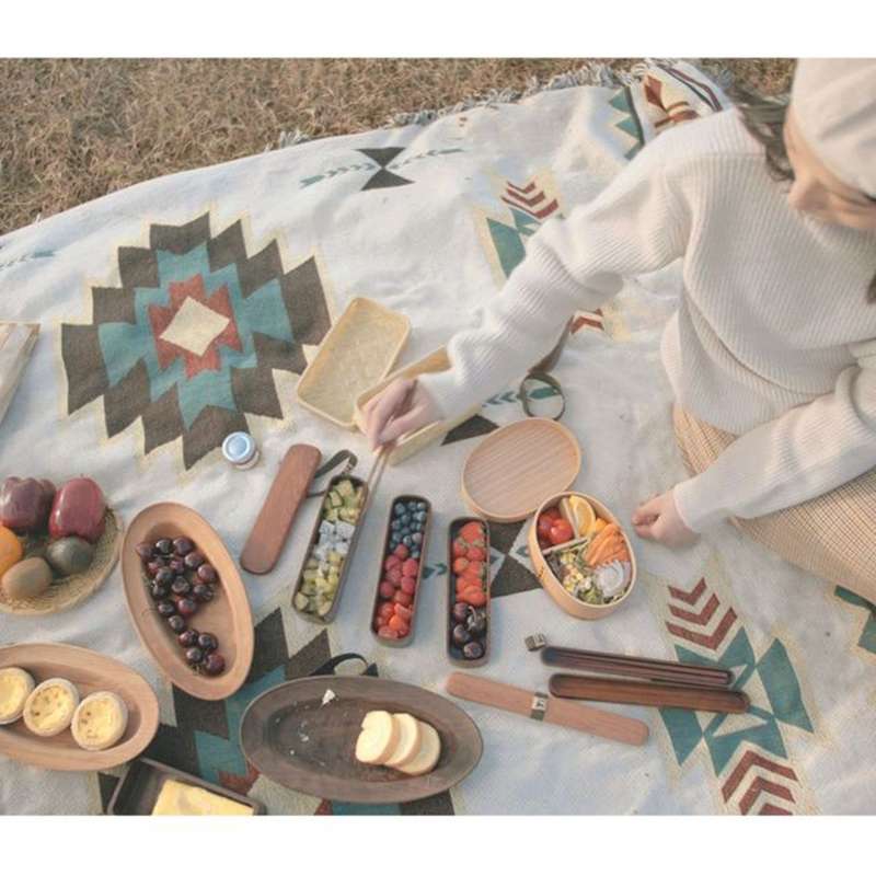 Wood Environmental Protection Tableware Portable Lunch Box Bento Box, Style:Single Layer(Paint Color