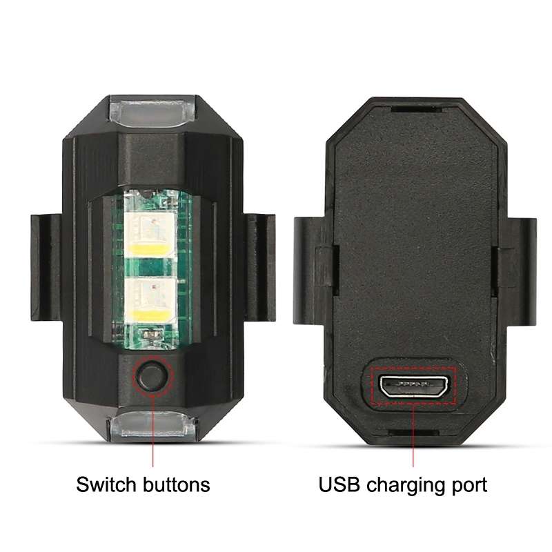 3pcs M1 Vibration Sensing Motorcycle Bicycle Aircraft Explosion Lights Cruise Flashing Anti-rear-end