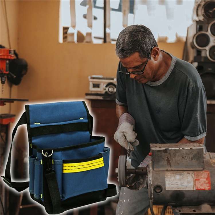 Electrician Maintenance Adjustable Multi-pocket Hardware Tool Belt Bag Multi-function Storage Bag(Bl