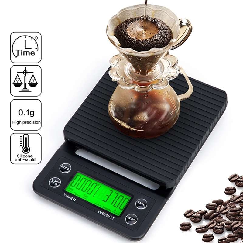 Hand Punch Coffee Scales Timing Electronic Timer Scale Kitchen Scales, Model:5kg/0.1g(Wine Red)