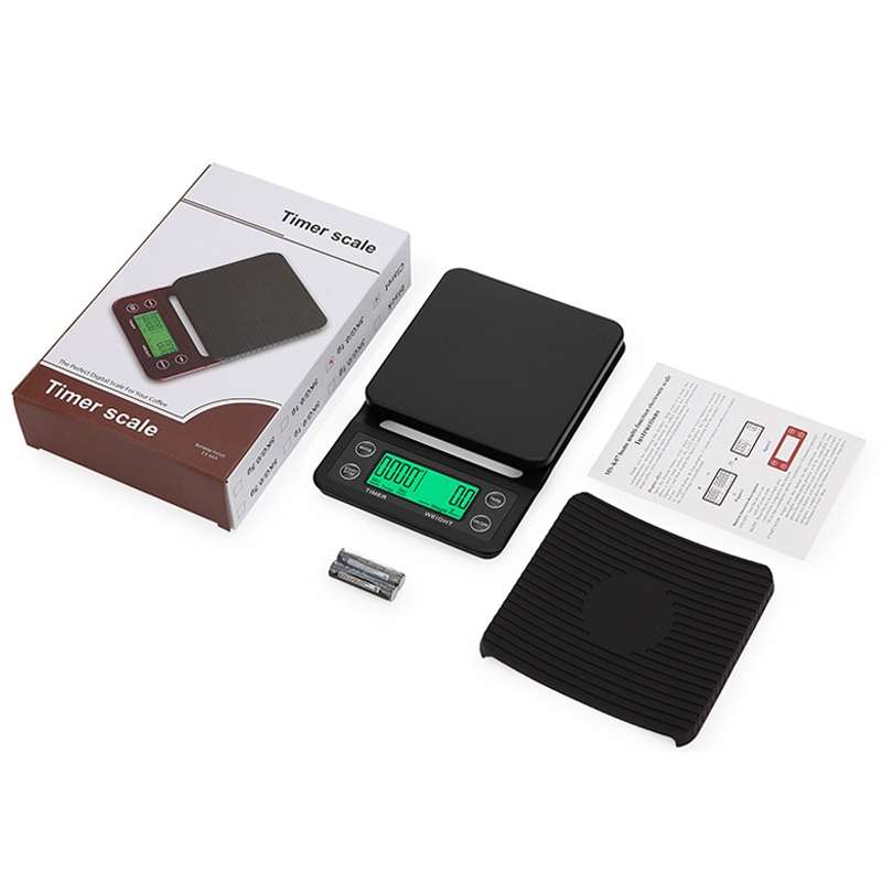 Hand Punch Coffee Scales Timing Electronic Timer Scale Kitchen Scales, Model:5kg/0.1g(Wine Red)