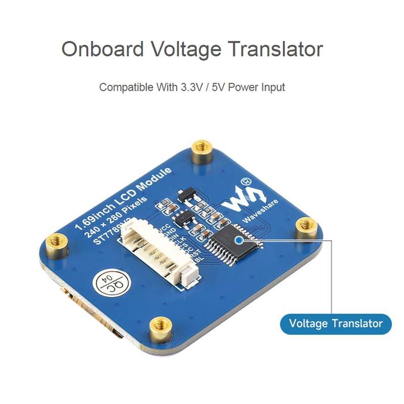Waveshare 1.69 Inch 240280 Resolution IPS LCD Display Module With SPI Interface