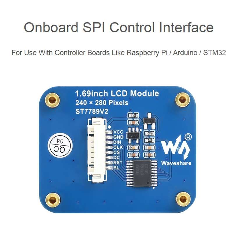 Waveshare 1.69 Inch 240280 Resolution IPS LCD Display Module With SPI Interface