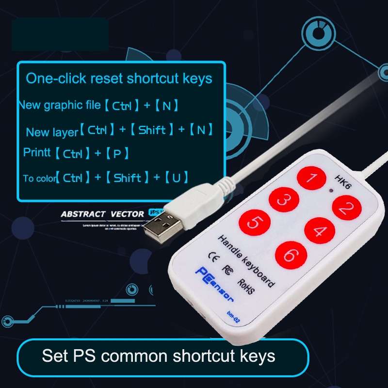 HK-6 Android Version 6 Keys Custom PS Shortcut Keys Medical USB Keypad, Cable Length: 2m