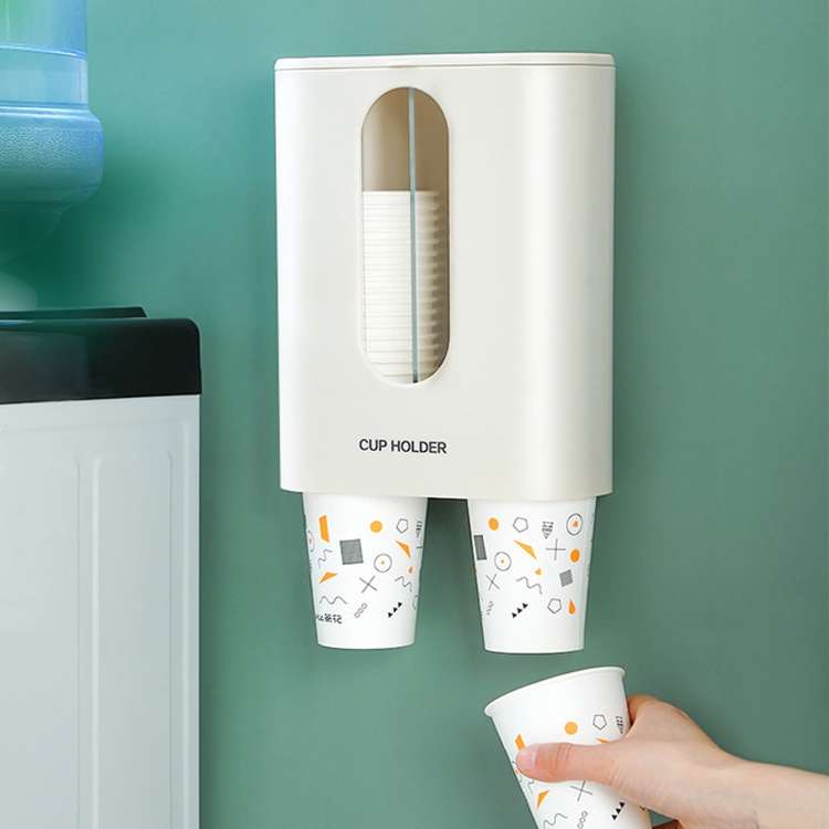 Household Punch-free Wall-mounted Disposable Paper Cup Taker Automatic Water Cup Holder Dispenser(Bi