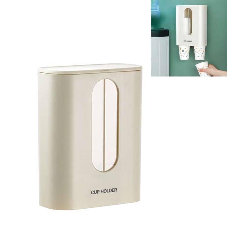 Household Punch-free Wall-mounted Disposable Paper Cup Taker Automatic Water Cup Holder Dispenser(Bi
