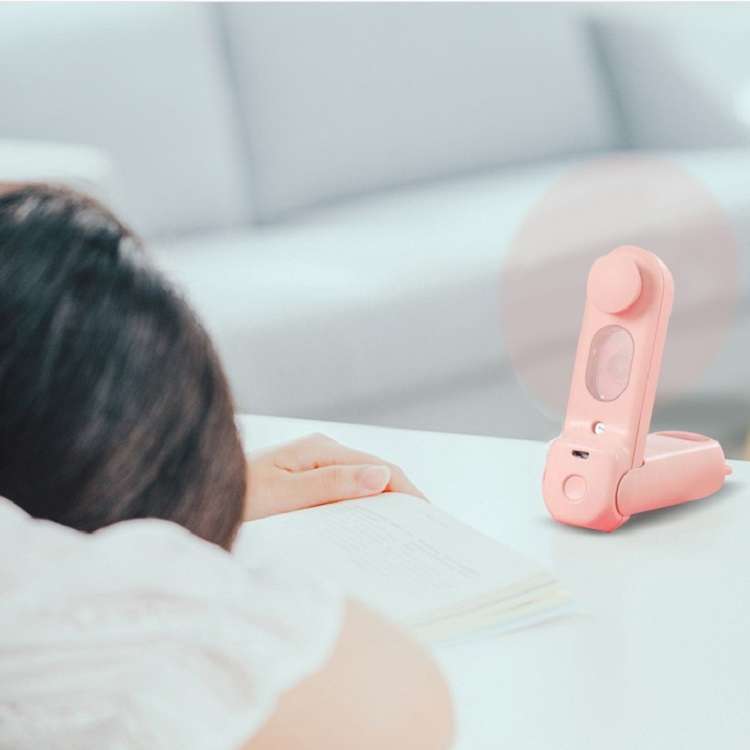 Portable Handheld Multifunction Fold Spray Fan Mini Electric Fan(Girl Pink)