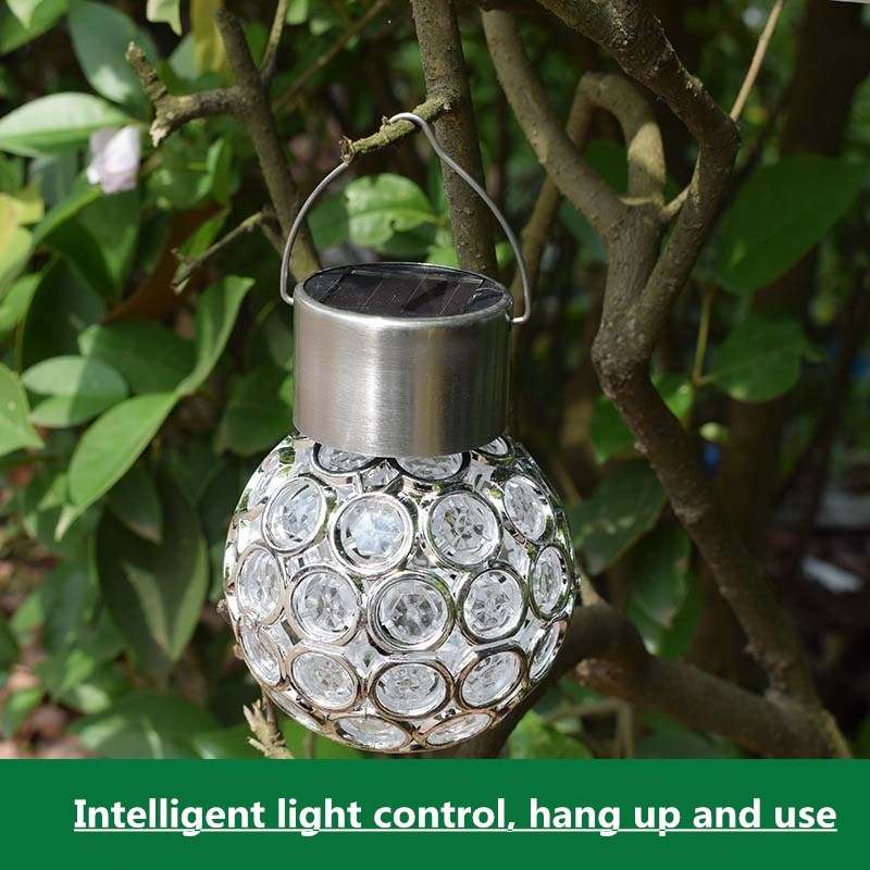 2 PCS Solar Hollow Ball Pendent Lamp Decorative Garden Light(White Light)
