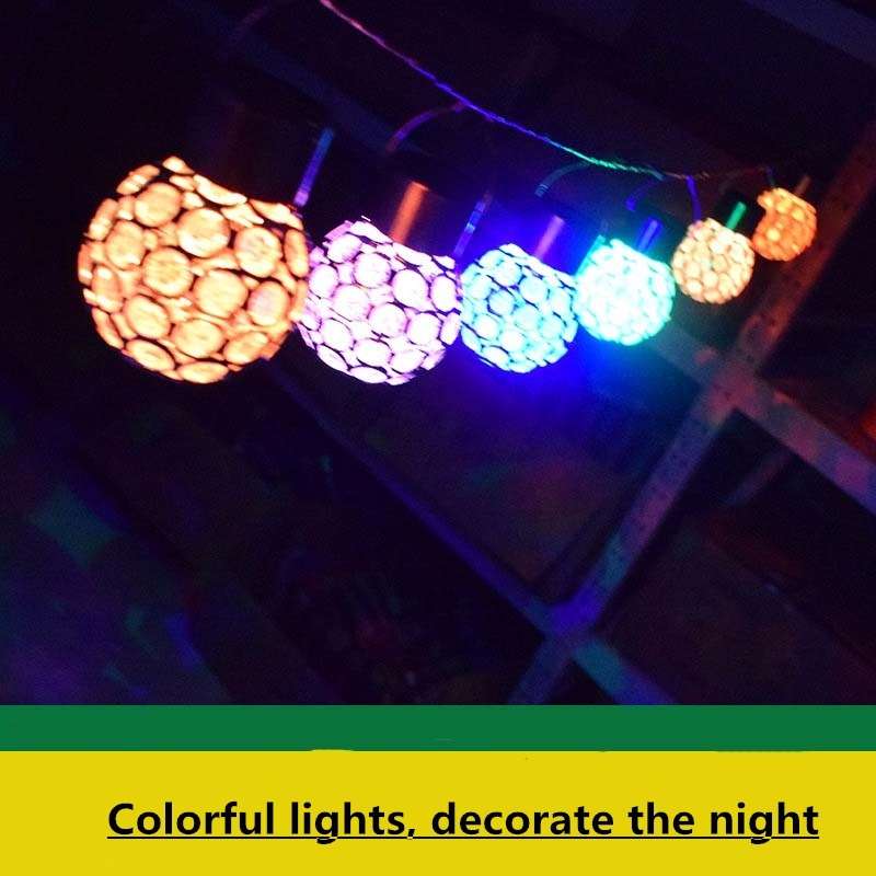 2 PCS Solar Hollow Ball Pendent Lamp Decorative Garden Light(White Light)